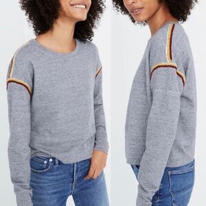 Madewell Miles Embroidered Knit Trim Crop Sweatshirt Women's Size EXTRA LARGE